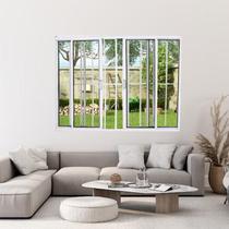 Janela Vitrô de Alumínio 4 Folhas 100 X 150cm Modular com Grade Esquadrias Bergamo
