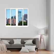 Janela Vitrô de Alumínio 4 Folhas 100 x 200cm Linha 25 Branco Esquadrias Bergamo Janela Vitrô de Alumínio 4 Folhas 100 x 200cm Linha 25 Branco Esquadrias Bergamo