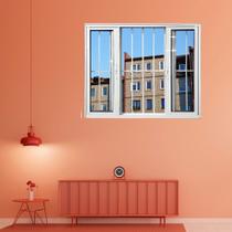 Janela Vitrô de Alumínio 4 Folhas 120 x 120cm Linha 25 com Grade