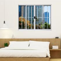 Janela Vitrô de Alumínio 4 Folhas 120 X 120cm Modular com Grade Esquadrias