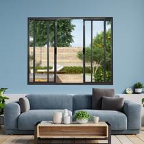 Janela Vitrô de Alumínio 4 Folhas 120 X 120cm Modular