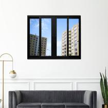 Janela Vitrô de Alumínio 4 Folhas Preto 100 X 150cm Linha 25
