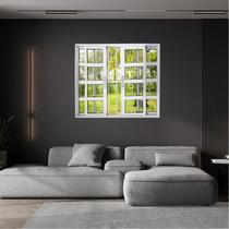 Janela Vitrô Travessa de Alumínio 4 Folhas 120 X 120cm com Grade Linha 25