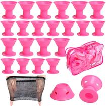 JANYUN Kit de 40 Bobes de Silicone Rosa para Cabelo