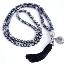 Japamala 108 Contas Em Hematita Natural Pingente Hoponopono - Encanto Das Contas Japamala 108 Contas Em Hematita Natural Pingente Hoponopono - Encanto Das Contas