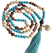 Japamala 108 Contas Em Howlita Turquesa E Semente Açai - Encanto das Contas Japamala 108 Contas Em Howlita Turquesa E Semente Açai - Encanto das Contas