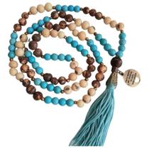 Japamala 108 Contas Em Howlita Turquesa E Semente De Açaí Japamala 108 Contas Em Howlita Turquesa E Semente De Açaí