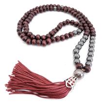 Japamala 108 contas em Madeira e Hematita