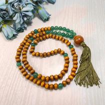 Japamala 108 Contas Madeira com pedras naturais Ho'Oponopono Japamala 108 Contas Madeira com pedras naturais Ho'Oponopono