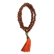 Japamala Budista 108 Contas em Madeira Pompom Laranja 8MM