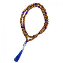 Japamala Budista 108 Contas Madeira Cristal Olho Grego 8MM