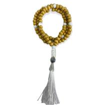 Japamala Iansã Balé 108 Contas em Madeira Pompom Branco 8MM