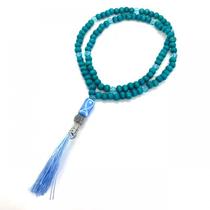 Japamala Iemanjá 108 Contas em Madeira Pompom Azul Claro 8MM