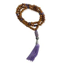 Japamala Nanã 108 Contas em Madeira Pompom Lilás 8MM