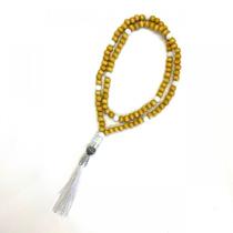 Japamala Oxala 108 Contas em Madeira Clara Pompom Branco 8MM