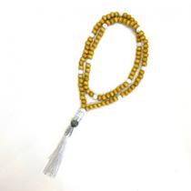 Japamala Oxalá 108 Contas Em Madeira Clara Pompom Branco 8MM