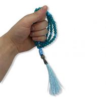 Japamala Oxossi Azul 108 Contas Em Madeira Pompom Azul 8MM