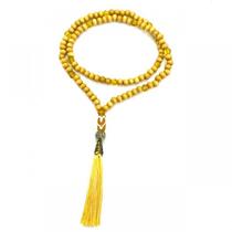 Japamala Oxum108 Contas em Madeira Pompom Amarelo