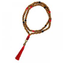 Japamala Pomba Gira 108 Contas em Madeira Pompom Vermelho 8MM