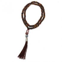 Japamala Xango 108 Contas Em Madeira Pompom Marrom 8MM