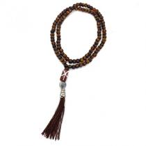 Japamala Xango 108 Contas Em Madeira Pompom Marrom 8MM