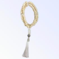 Japamala Xangô Ayrá 108 Contas em Madeira Pompom Branco 8MM