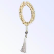 Japamala Xangô Ayrá 108 Contas em Madeira Pompom Branco