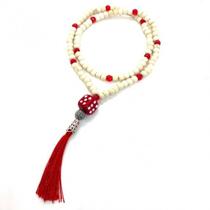 Japamala Zé Pelintra 108 Contas Em Madeira Pompom Vermelho 8MM