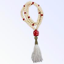 Japamala Zé Pelintra 108 Contas em Madeira Pompom Vermelho 8MM