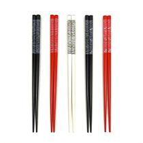 JapanBargain 3647, Bamboo Chopsticks Reutilizável japonês chinês coreano Chop Sticks Hair Sticks 5 par de presentes conjunto máquina de lavar louça cofre, 9 polegadas, libélula