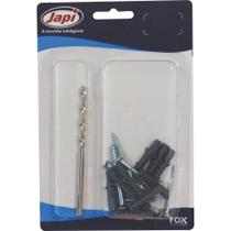 JAPI FBAMB6 Kit Instalação - 1 Broca Alvenaria, 10 Parafusos Cabeça Chtata, 10 Buchas N6