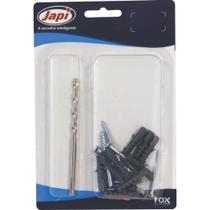 JAPI FBAMBP6 Kit Instalação - 1 Broca Alvenaria, 10 Parafusos Cabeça Phillips, 10 Buchas N6