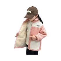 Jaqueta Acolchoada De Lã De Cordeiro Em Veludo Quente Para Meninas, Moda Outono Inverno Infantil