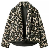 Jaqueta acolchoada feminina ATOFY, leve, acolchoada, verde leopardo Jaqueta acolchoada feminina ATOFY, leve, acolchoada, verde leopardo