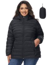 Jaqueta Acolchoada Feminina Plus Size Royal Matrix - Com Capuz - Preta 2X