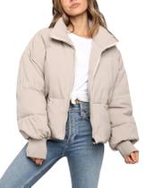 Jaqueta acolchoada Flygo Winter Cropped para mulheres bege XL 2024