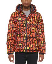 Jaqueta acolchoada masculina Tommy Hilfiger laranja com logotipo abstrato