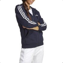 Jaqueta Adidas com Capuz Regular Essentials 3-Stripes Azul - Feminina