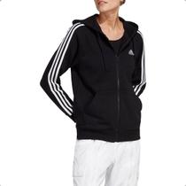 Jaqueta Adidas com Capuz Regular Essentials 3-Stripes Preta - Feminina