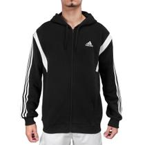 Jaqueta Adidas Moletom com Capuz Colorblock Preto e Branco