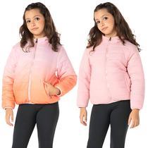 Jaqueta Agasalho Infantil Menina Dupla Face Rosa Degrade