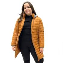 Jaqueta alpelo plus size com capuz forrado feminina