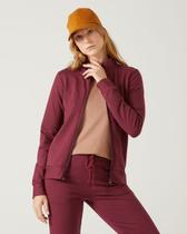 Jaqueta Básica Feminina Gola Alta Moletom Stretch Flanelado Jaqueta Básica Feminina Gola Alta Moletom Stretch Flanelado