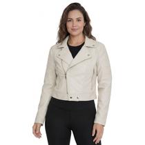 Jaqueta Biker Feminina Suede Ziper Lateral Tamanho:MCor:Offwhite Jaqueta Biker Feminina Suede Ziper Lateral Tamanho:MCor:Offwhite