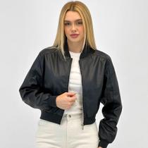 Jaqueta Blue Rose Bomber em P.u Feminina