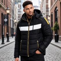 Jaqueta Bobojaco Masculino Impermeável Grosso Com Listras Inverno Blusa De Frio Peluciada Com Capuz Jaqueta Bobojaco Masculino Impermeável Grosso Com Listras Inverno Blusa De Frio Peluciada Com Capuz