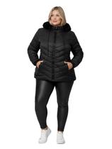 Jaqueta Bobojaco Revestida Feminina Com Capuz Plus Size Preto Jaqueta Bobojaco Revestida Feminina Com Capuz Plus Size Preto