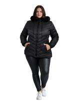 Jaqueta Bobojaco Revestida Feminina Com Capuz Plus Size Preto Jaqueta Bobojaco Revestida Feminina Com Capuz Plus Size Preto