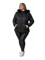 Jaqueta Bobojaco Revestida Feminina Com Capuz Plus Size Preto Jaqueta Bobojaco Revestida Feminina Com Capuz Plus Size Preto
