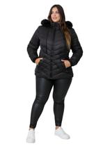 Jaqueta Bobojaco Revestida Feminina Com Capuz Plus Size Preto Jaqueta Bobojaco Revestida Feminina Com Capuz Plus Size Preto